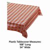 Hoffmaster 54" x 108" Red Gingham Plastic Tablecloth, PK12 112006
